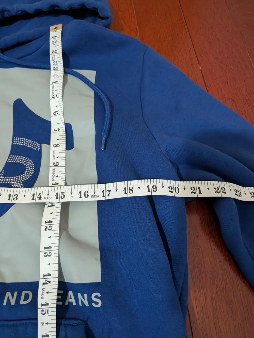 True Religion Blue Horseshoe Logo Pullover Hoodie L